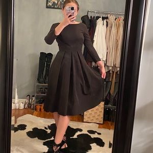 Pleated Black MIDI Dress